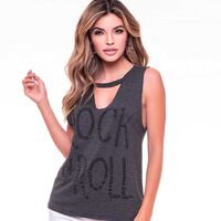 Polera Sin Mangas Mujer Rock Caviar Gris