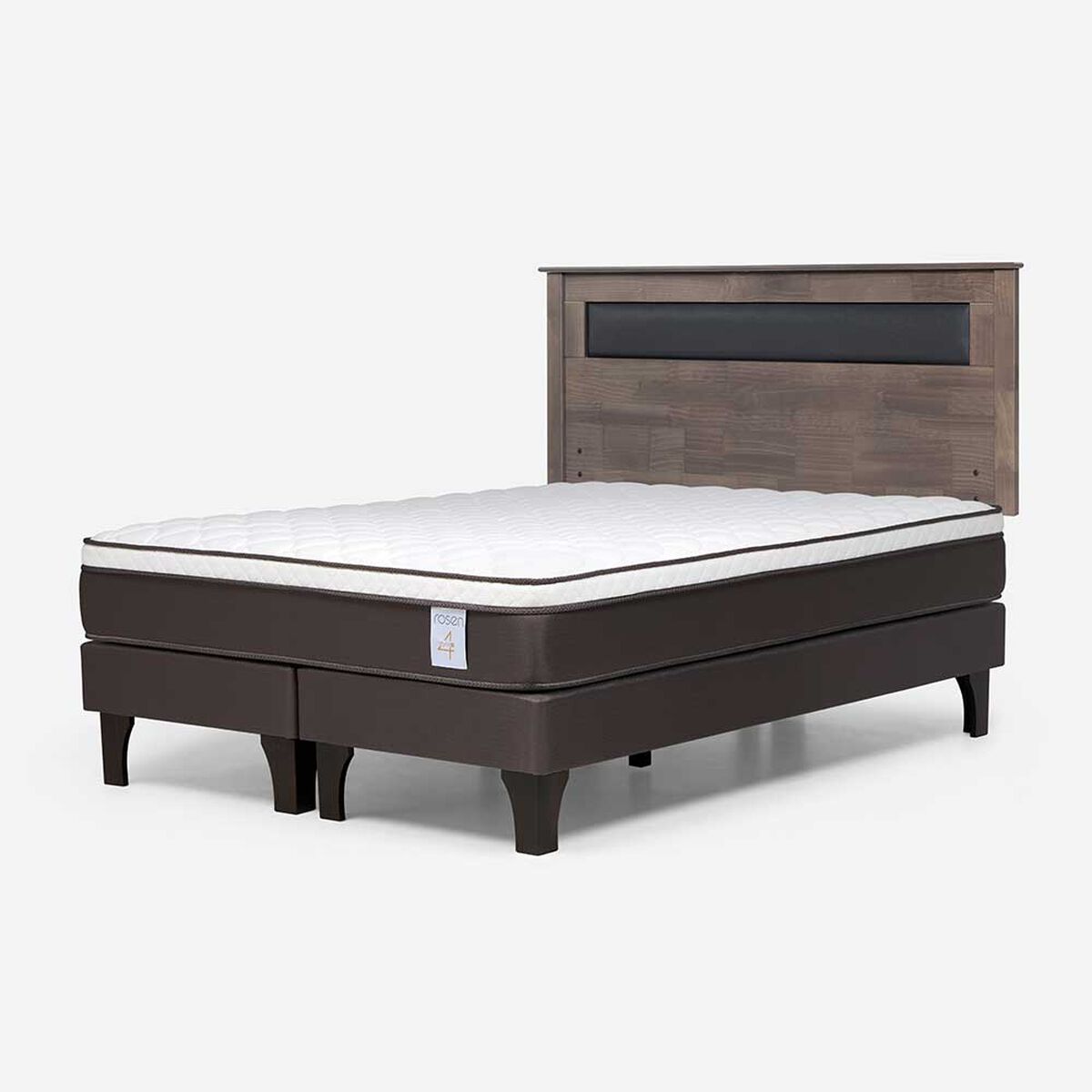 Cama Europea Rosen Base Dividida 2 Plazas New Style 4 Plus + Respaldo Ferrera Gris