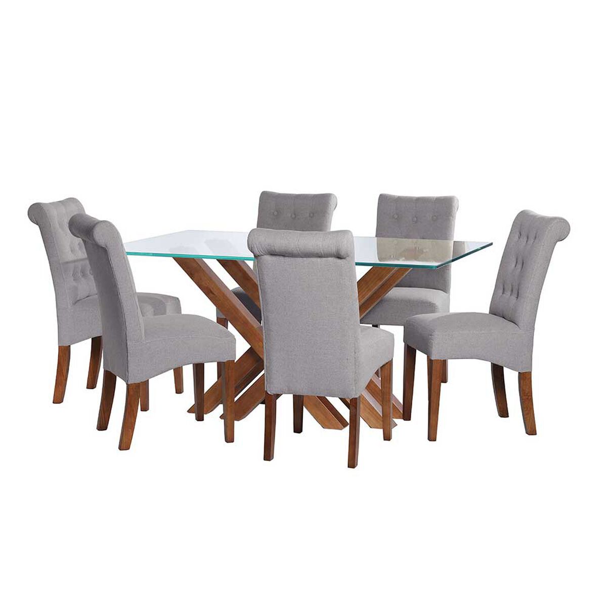 Juego de Comedor Latam Home Merida 6 Sillas Gris Claro