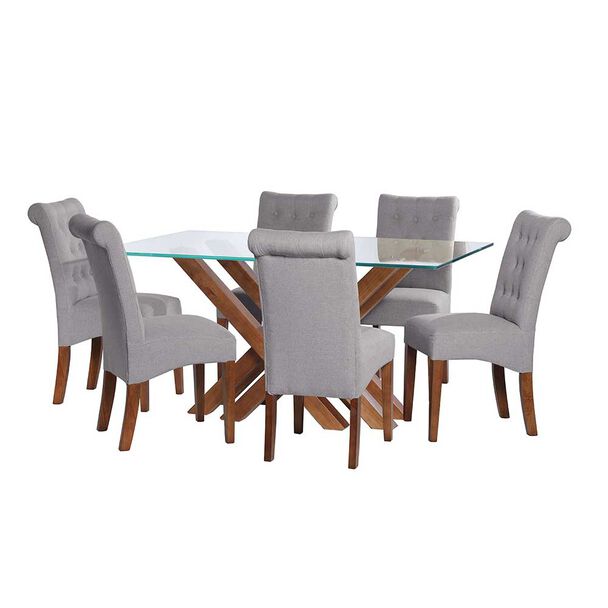 Juego de Comedor Latam Home Merida 6 Sillas Gris Claro