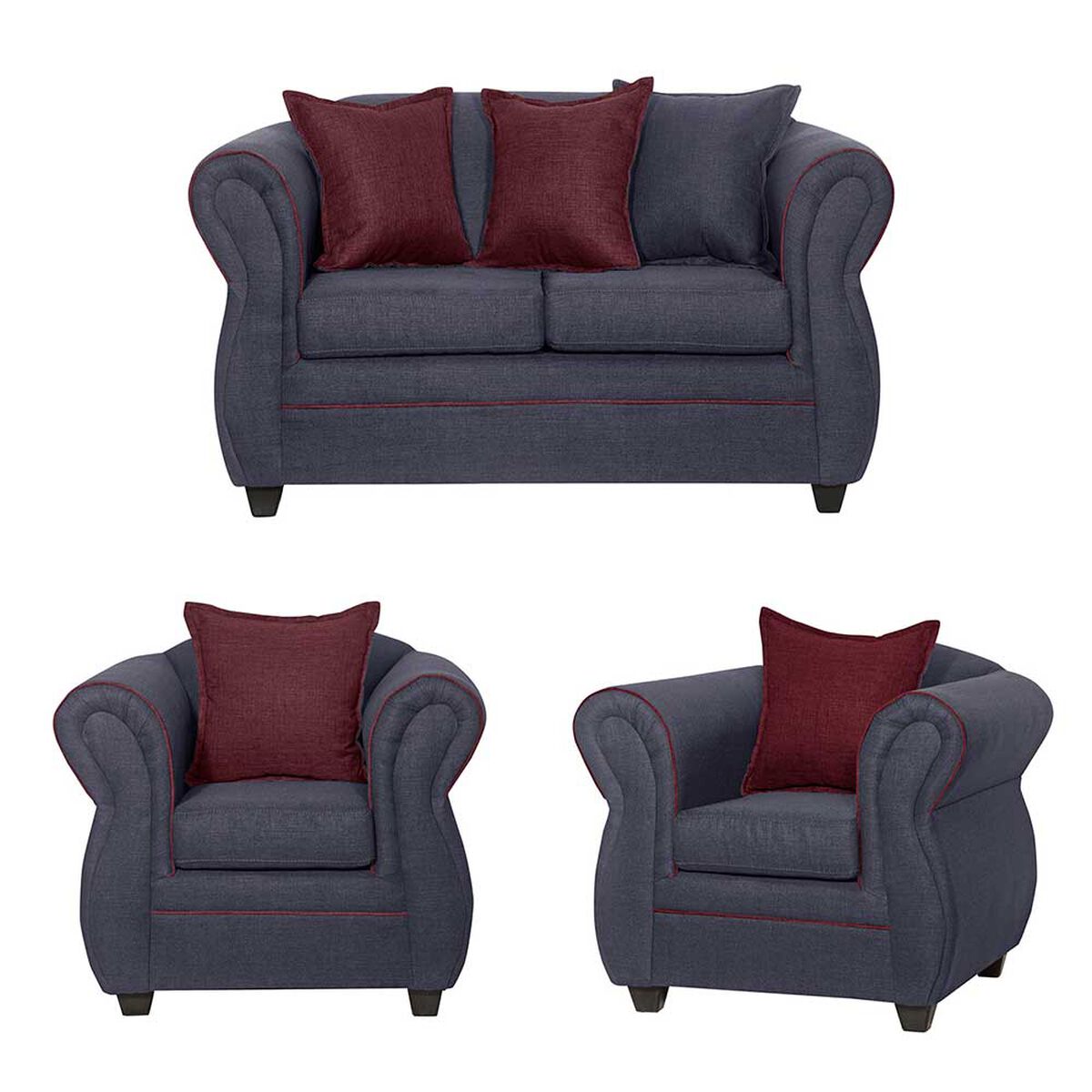 Juego de Living Black Factory Emili 4 Cuerpos Marengo