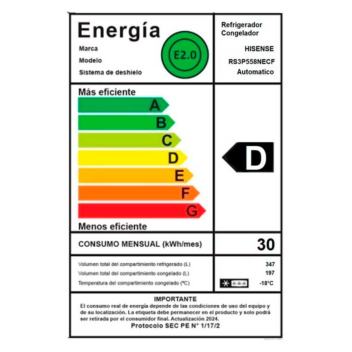 Refrigerador Side by Side Hisense RS3P558NECF 544 L