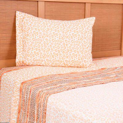 Juego de Sábanas Estampado Plumetti 1,5 Plazas Tamarindo