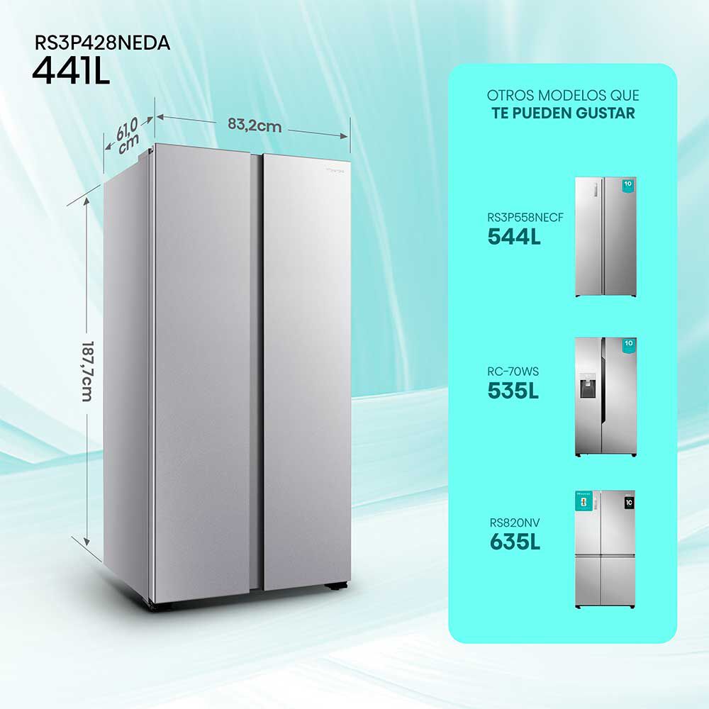HISENSE Refrigerador Hisense RS3P428NEDA Side By Side 441 L Inox | Abc