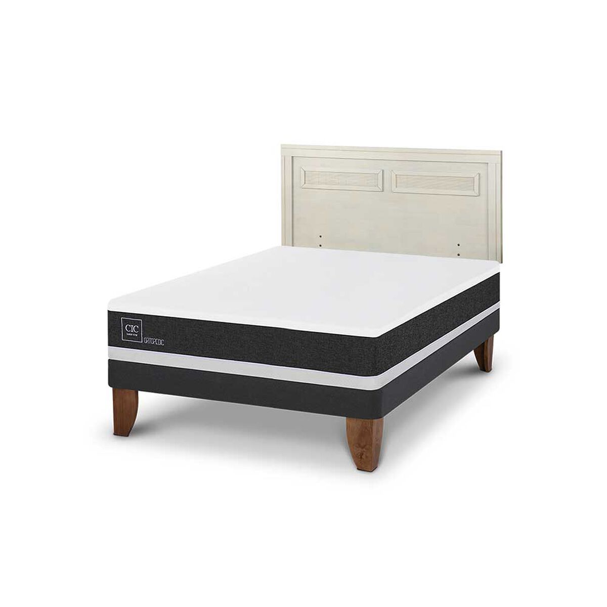 Cama Europea CIC 2 Plazas Ortopedic + Respaldo Milan Alpino