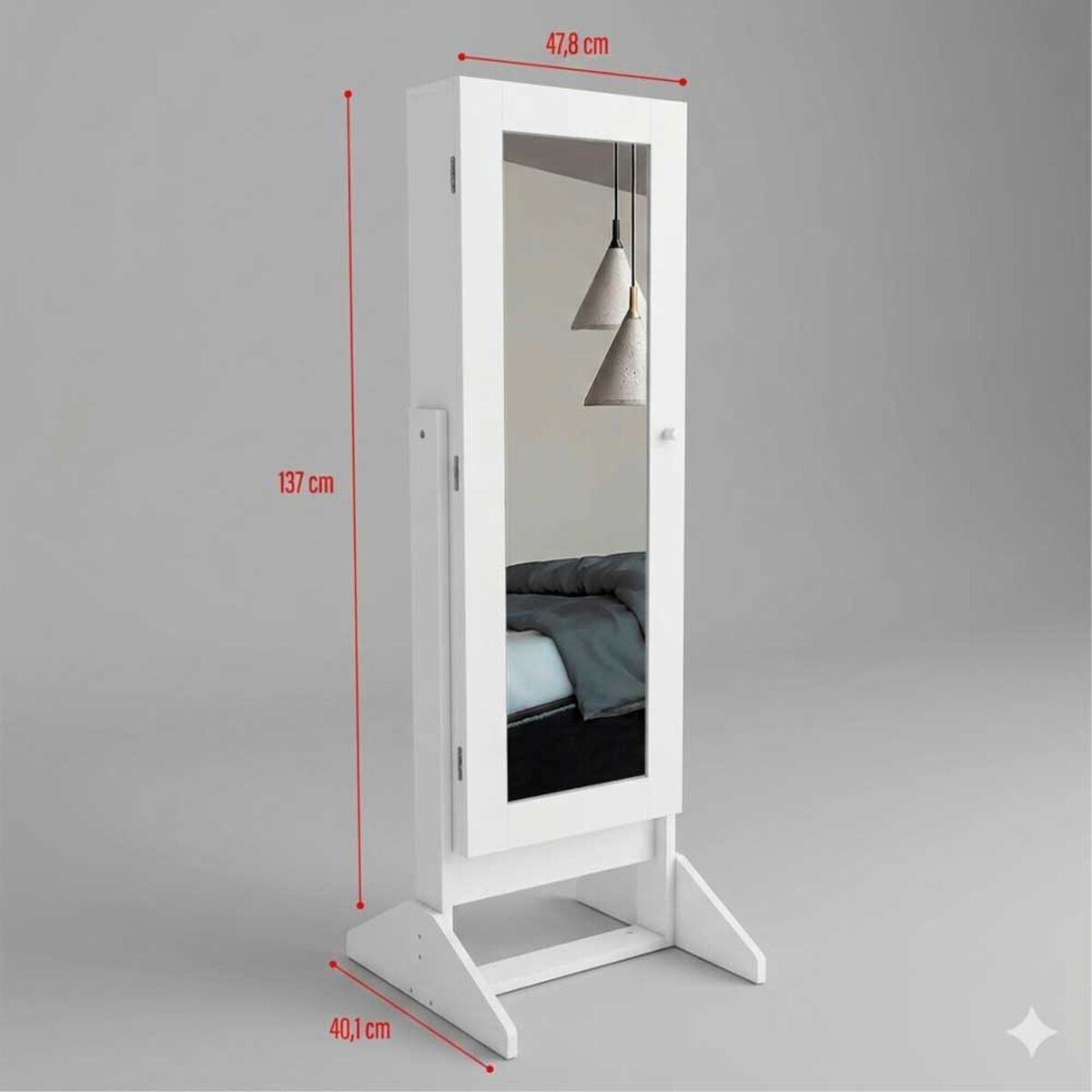 Joyero Tuhome Prisma 1 Puerta con Espejo Integrado Blanco