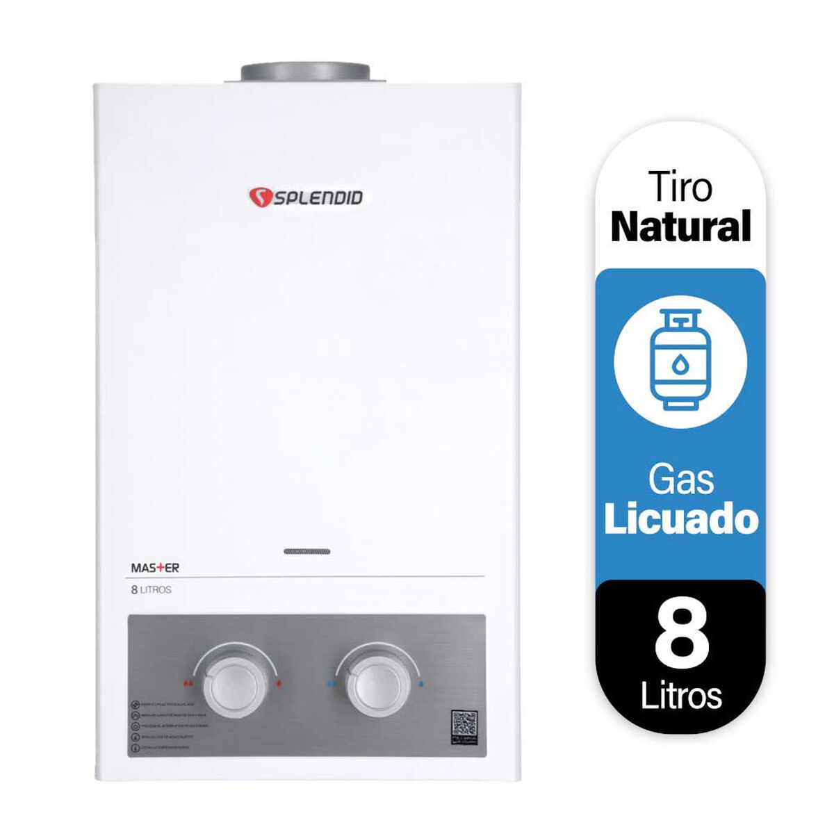 Calefont 8 litros Gas licuado Tiro natural Splendid