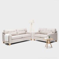 Juego de Living Almore Niza Tela Sofá 3 Cuerpos + Sofá 2 Cuerpos Beige