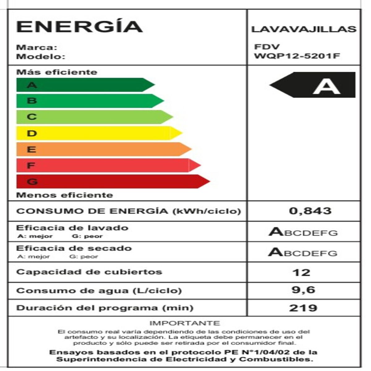 Lavavajillas FDV Active FS 12 Cubiertos