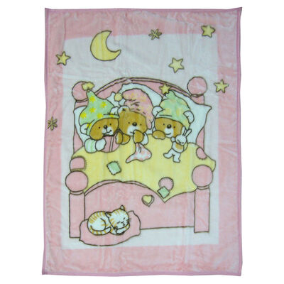 Frazada Reversible Bebe Ositos Rosada Bebesit
