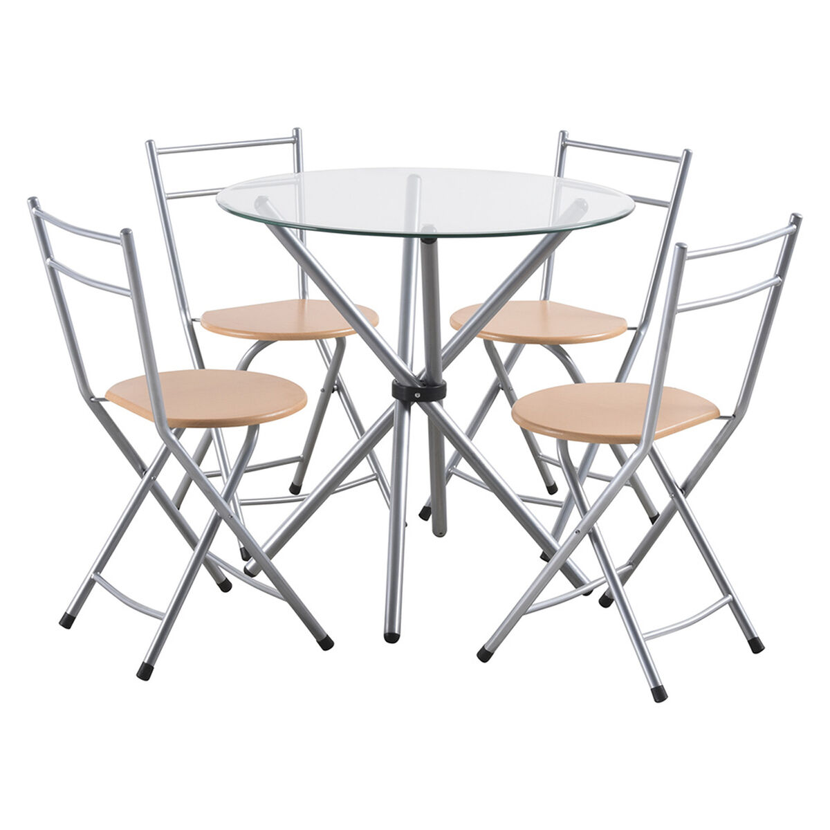 Juego de Comedor Britbox Burn 4 Sillas Haya