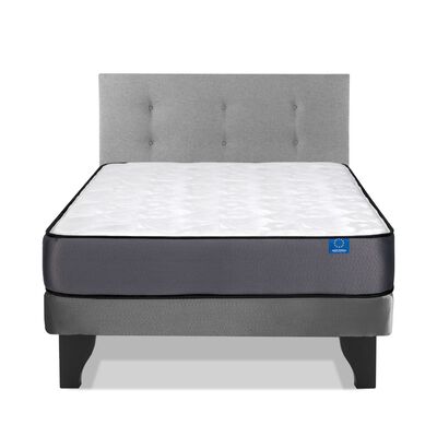 Cama Europea Flex 1,5 Plazas Juvenil + Respaldo Royal Gris