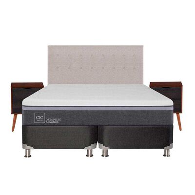 Imagen 1 del producto Box Spring CIC Base Dividida King Ortopedic Advance + Respaldo + 2 Veladores Tigris