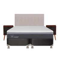 Box Spring CIC Base Dividida King Ortopedic Advance + Respaldo + 2 Veladores Tigris
