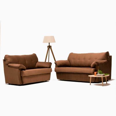 Imagen 2 del producto Juego de Living Cabsur Caburga Sofá 3 Cuerpos + Sofá 2 Cuerpos Felpa Chocolate