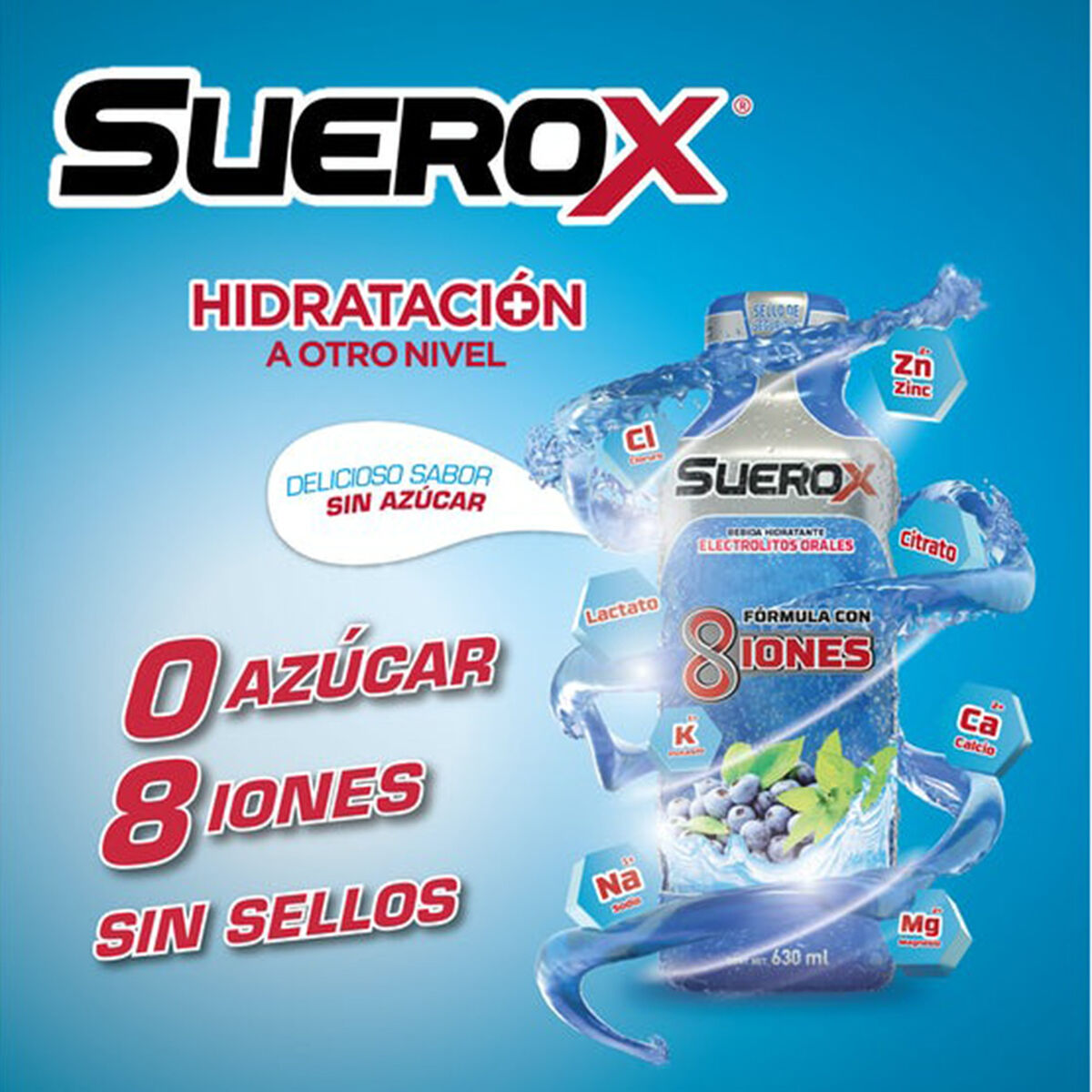 Pack Suerox 06 Bebidas Sabor Arándano 600 ml c/u