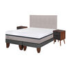 Cama Europea CIC Base Dividida 2 Plazas Balance + Respaldo + 2 Veladores Tigris