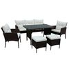 Juego de Living para Terraza Casanova Ikat Sofá 3 Cuerpos + Dos Sillones 1 Cuerpo + Dos Pouf + Mesa Café