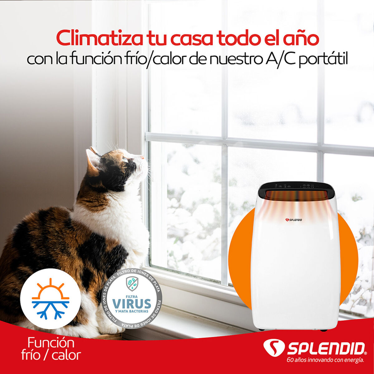 Aire Acondicionado Portátil 4 en 1 Splendid SPAP-12K 12000 BTU Frío-Calor