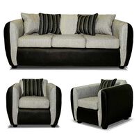 Juego de Living Elegant Detail Oklahoma Sofá 3 Cuerpos + Dos Sillones 1 Cuerpo Gris Plata