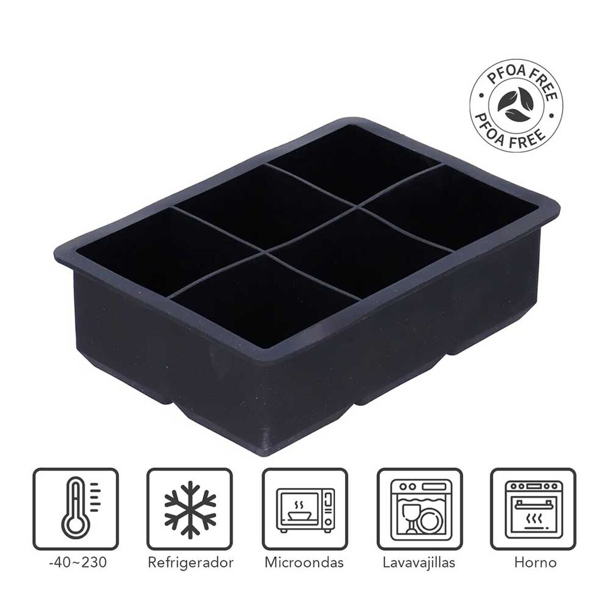 Cubeta de Hielo Simplit 6 Hielos Grandes Negro