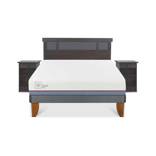 Cama Europea CIC 2 Plazas Excellence Plus + Respaldo + 2 Veladores Dublin
