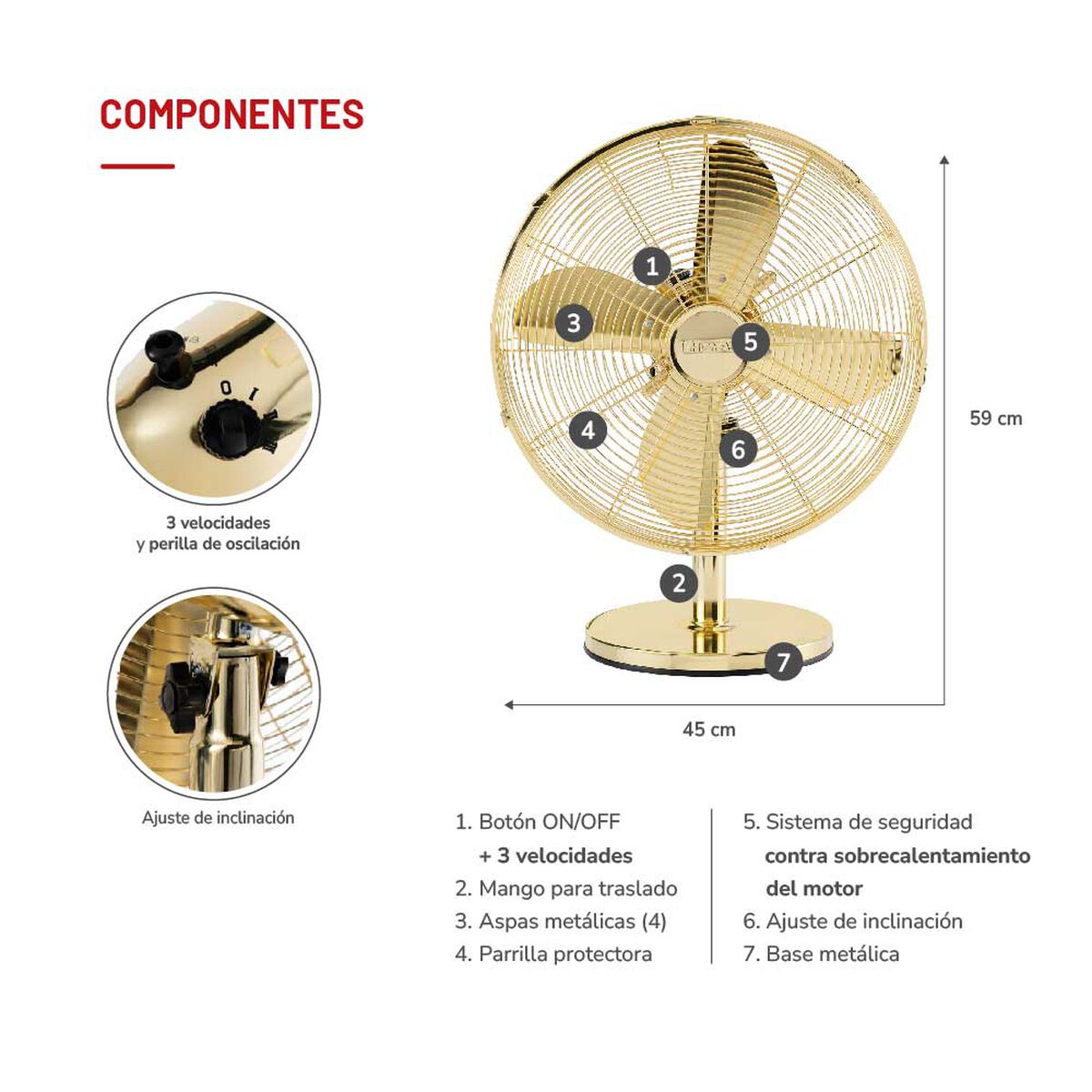 Ventilador de Mesa Thomas TH-16DM Gold