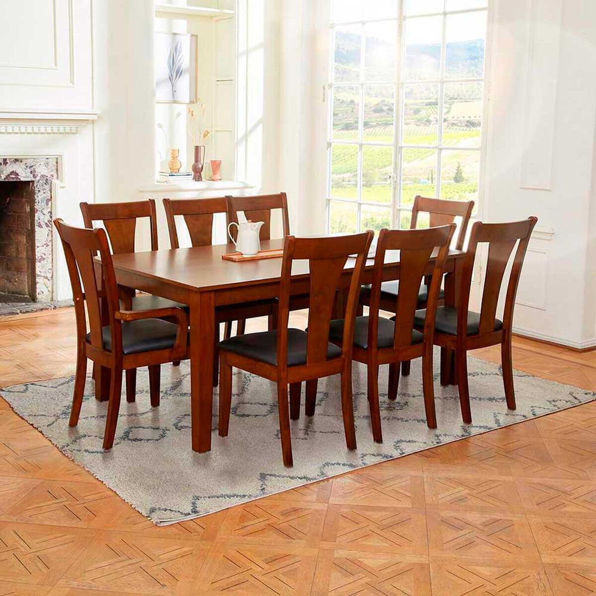 Juego de Comedor CIC Thomas Roble 4 Sillas + 2 Sitiales