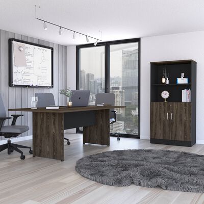 TUHOME Combo Oficina Mesa Reunión + Biblioteca 2 Puertas Negro TuHome Home Office