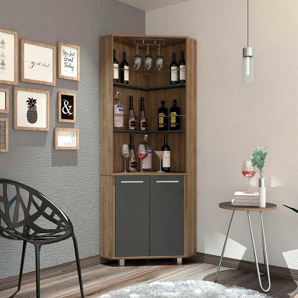 TUHOME Bar Alto Esquinero Carmenere Miel - Plomo
