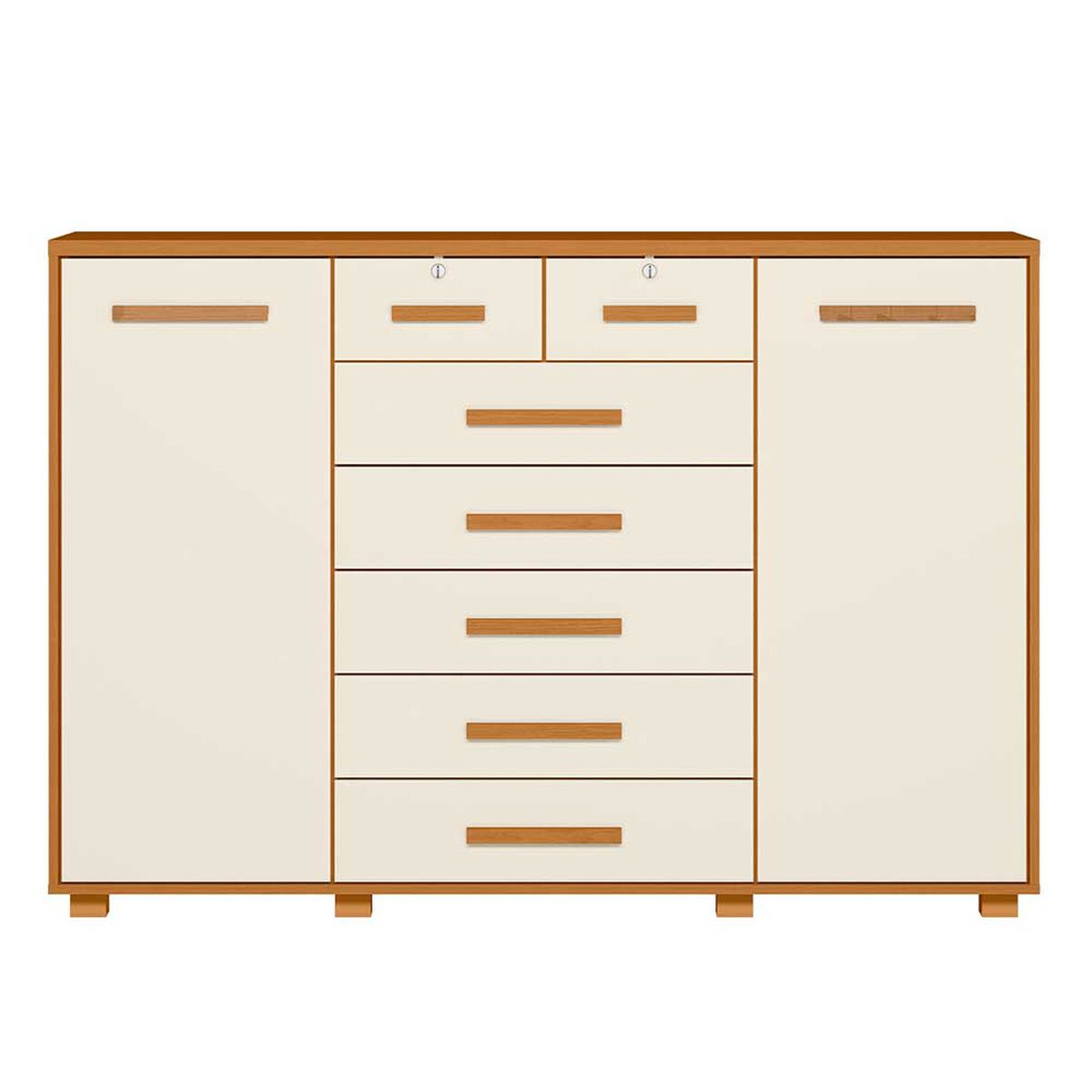 C&oacute;moda Vekkahome Fontana 2 Puertas 7 Cajones Beige