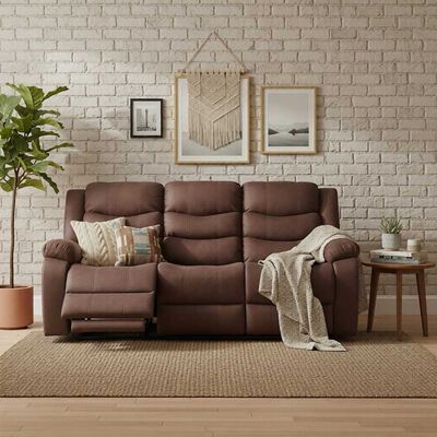 Sof&aacute; Reclinable Daniels Tradicional Norman 3 Cuerpos Caf&eacute; Oscuro