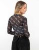 Polera Crop Transparente Estampada Manga Larga Mujer Icono