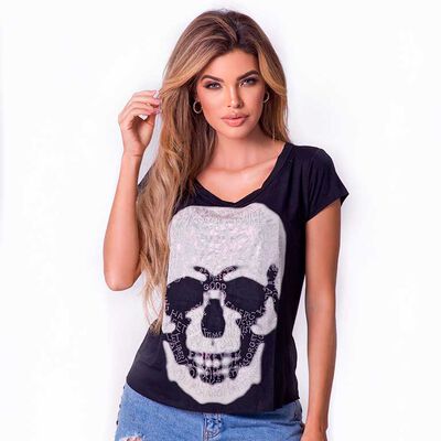 Polera Manga Corta Mujer Rock Caviar