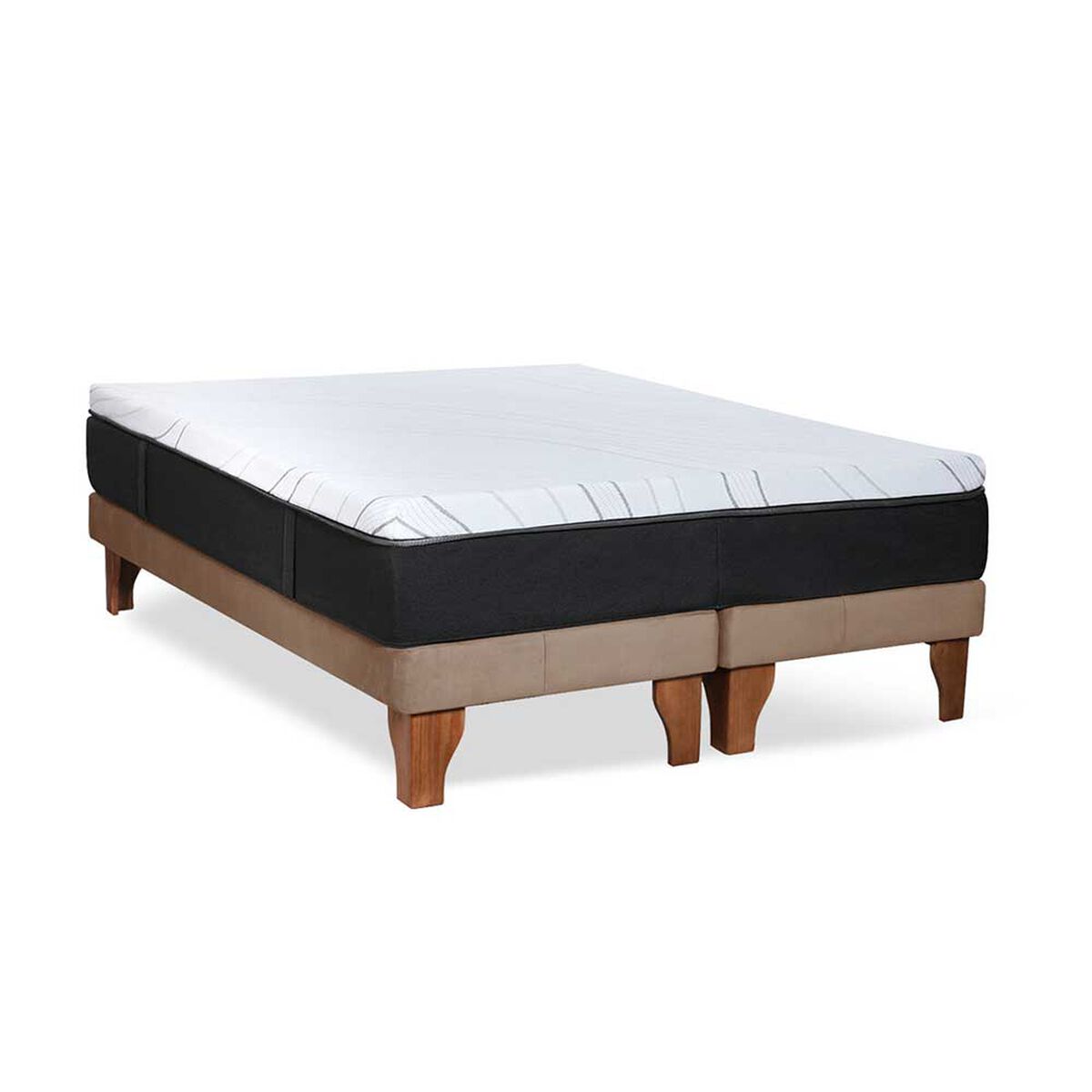 Cama Europea Latam Home Base Dividida King Zen Top Foam Visco Velvet Beige