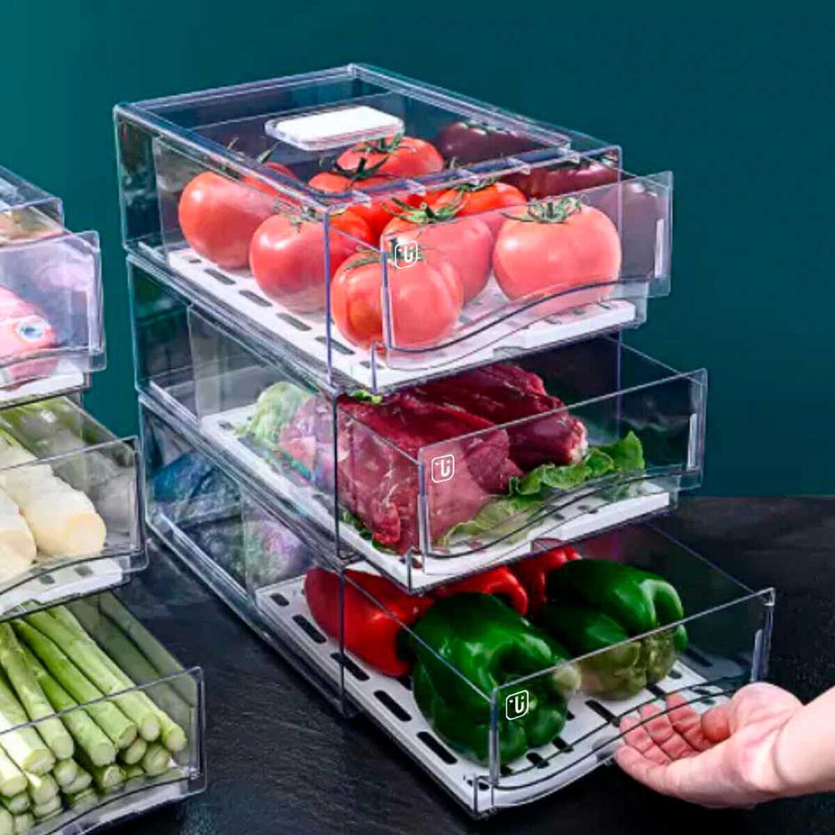 Caja Organizadora Refrigerador con Drenaje Grande Simplit