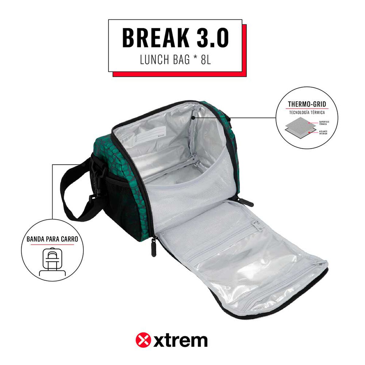 Lonchera Térmica Xtrem Break 3.0 5XT Dino Verde