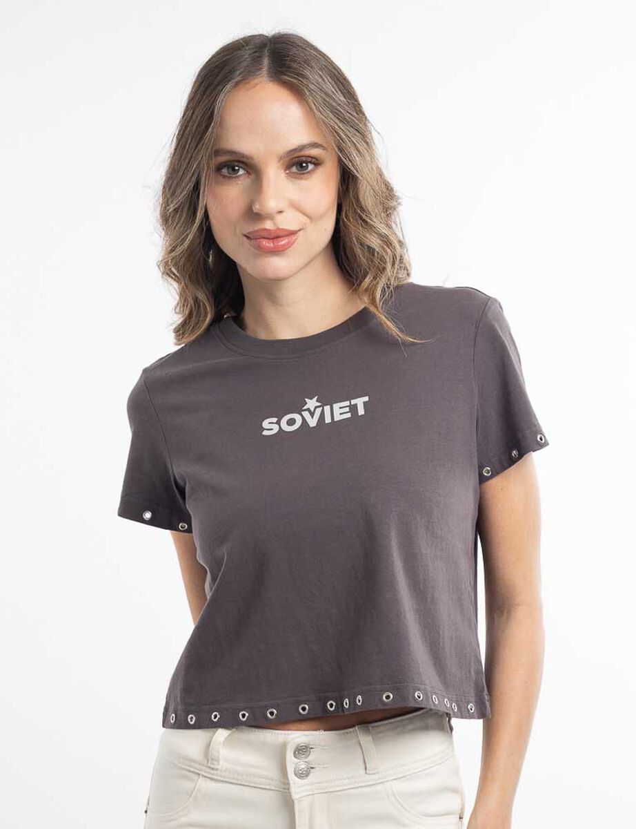 Polera Con Estampado Manga Corta Mujer Soviet