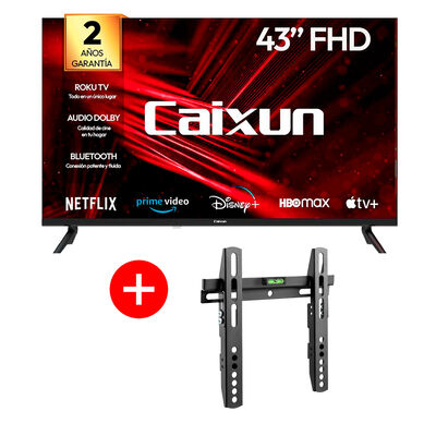 Combo Smart TV LED 43" Caixun FHD Roku + Soporte de Pared Fijo Fiddler