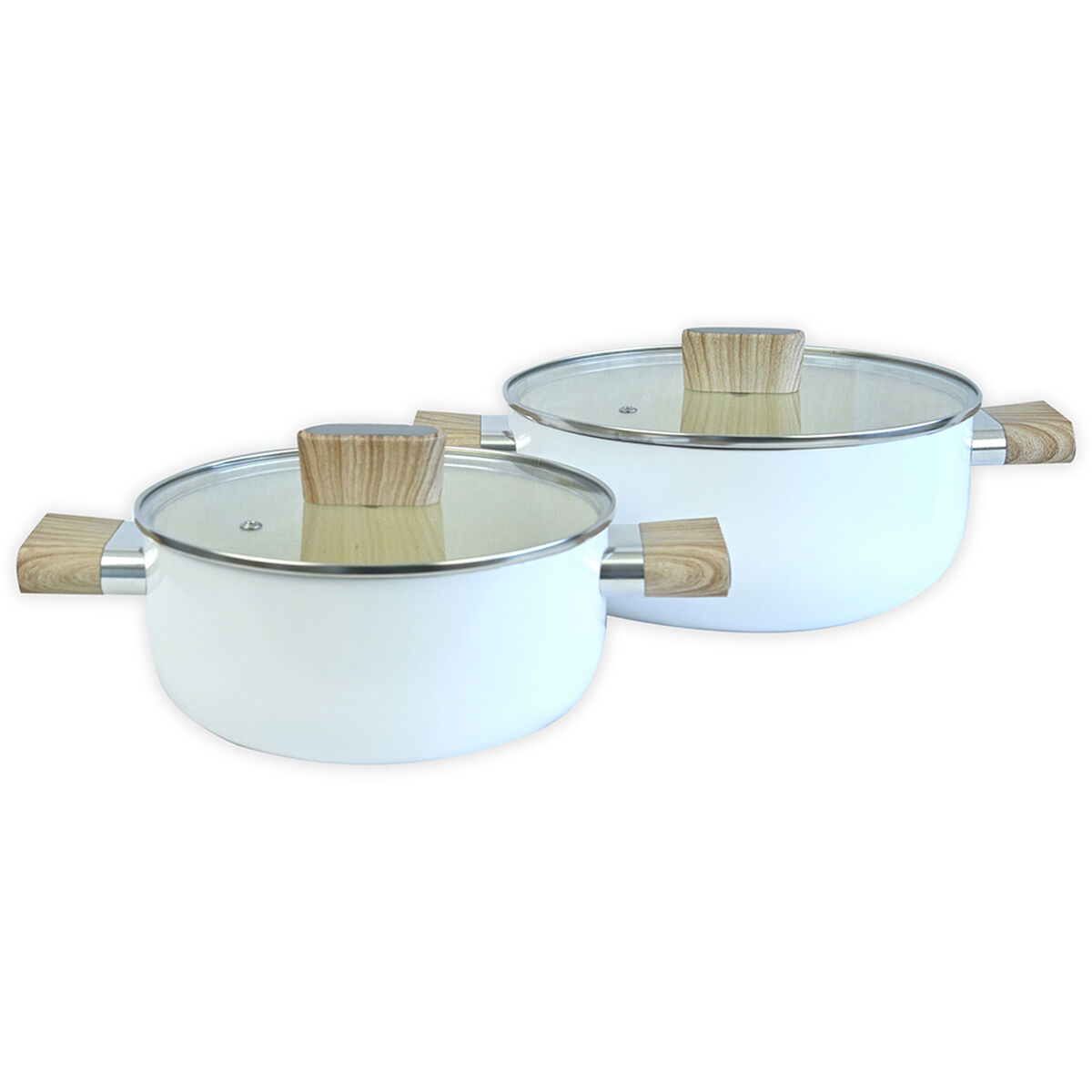 Set Cacerolas Aluminio Prensado Doral Satellite 20 y 24 Litros Crema