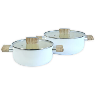 Set Cacerolas Aluminio Prensado Doral Satellite 20 y 24 Litros Crema