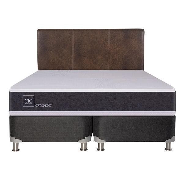 Box Spring CIC Base Dividida 2 Plazas New Ortopedic + Respaldo Baker