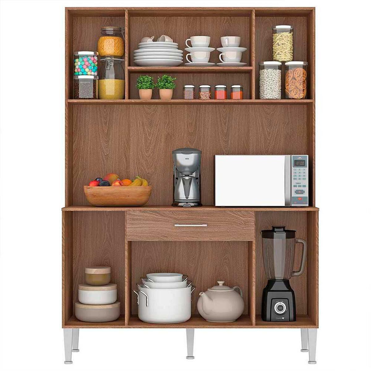 Mueble de Cocina Vekkahome Emi 1 Caj&oacute;n 7 Puertas Caf&eacute;