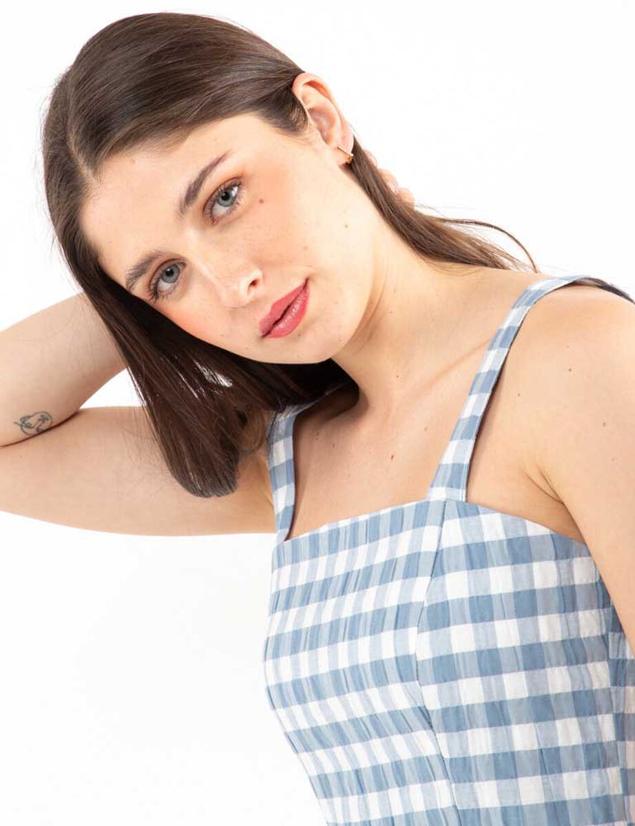Polera Tartán Crop Sin Mangas Mujer Icono