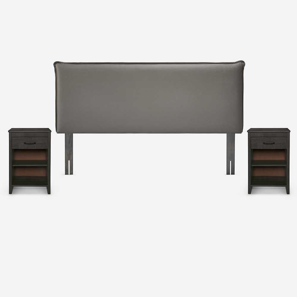 Respaldo + 2 Veladores Rosen 2 Plazas Maurice Gris