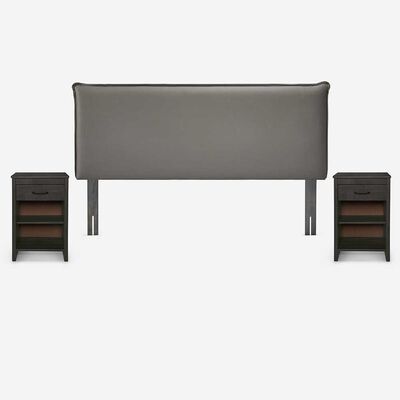 Imagen 1 del producto Respaldo + 2 Veladores Rosen 2 Plazas Maurice Gris