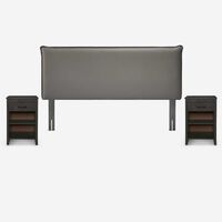 Respaldo + 2 Veladores Rosen 2 Plazas Maurice Gris