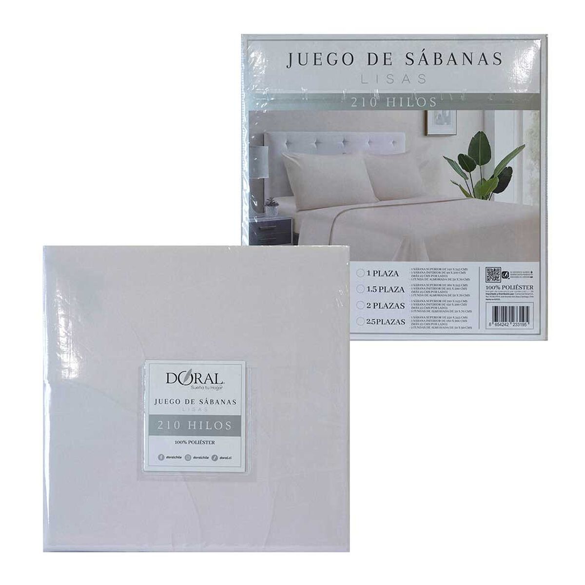 Juego de S&aacute;banas Doral 2 Plazas Lisas 210 Hilos Rosado