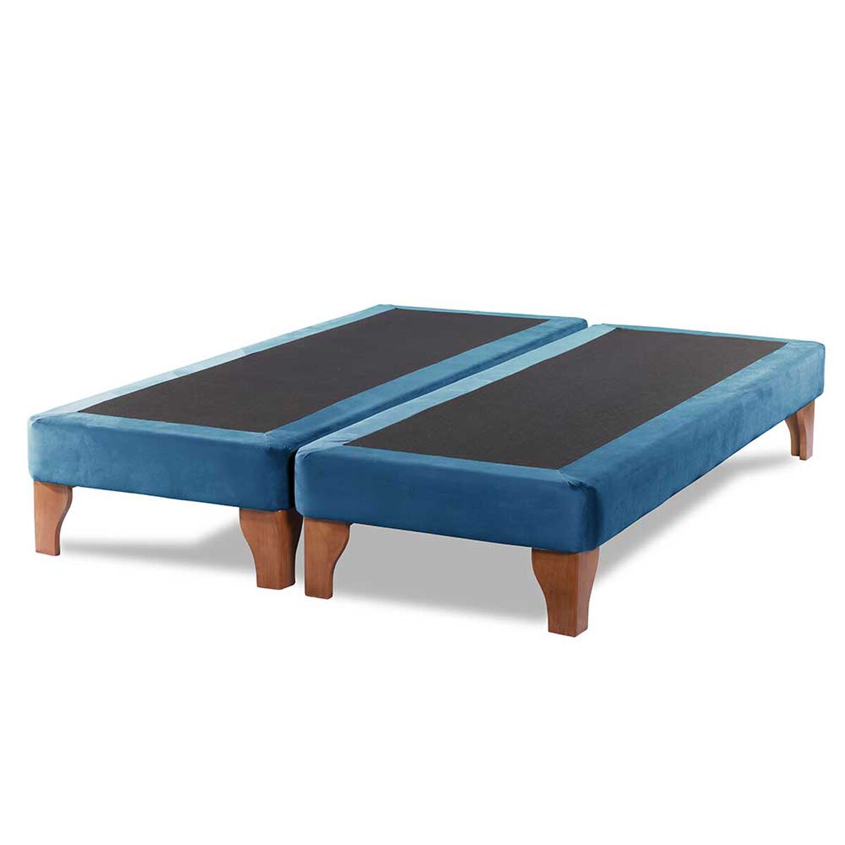 Base Europea Dividida Latam Home King Zen Tela Velvet Azul Petróleo