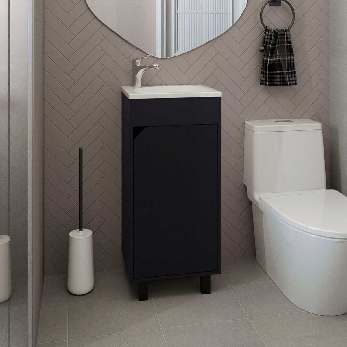 VANITORIO BETHEL 1 PUERTA 86,4X40X32,5 CM WENGUE